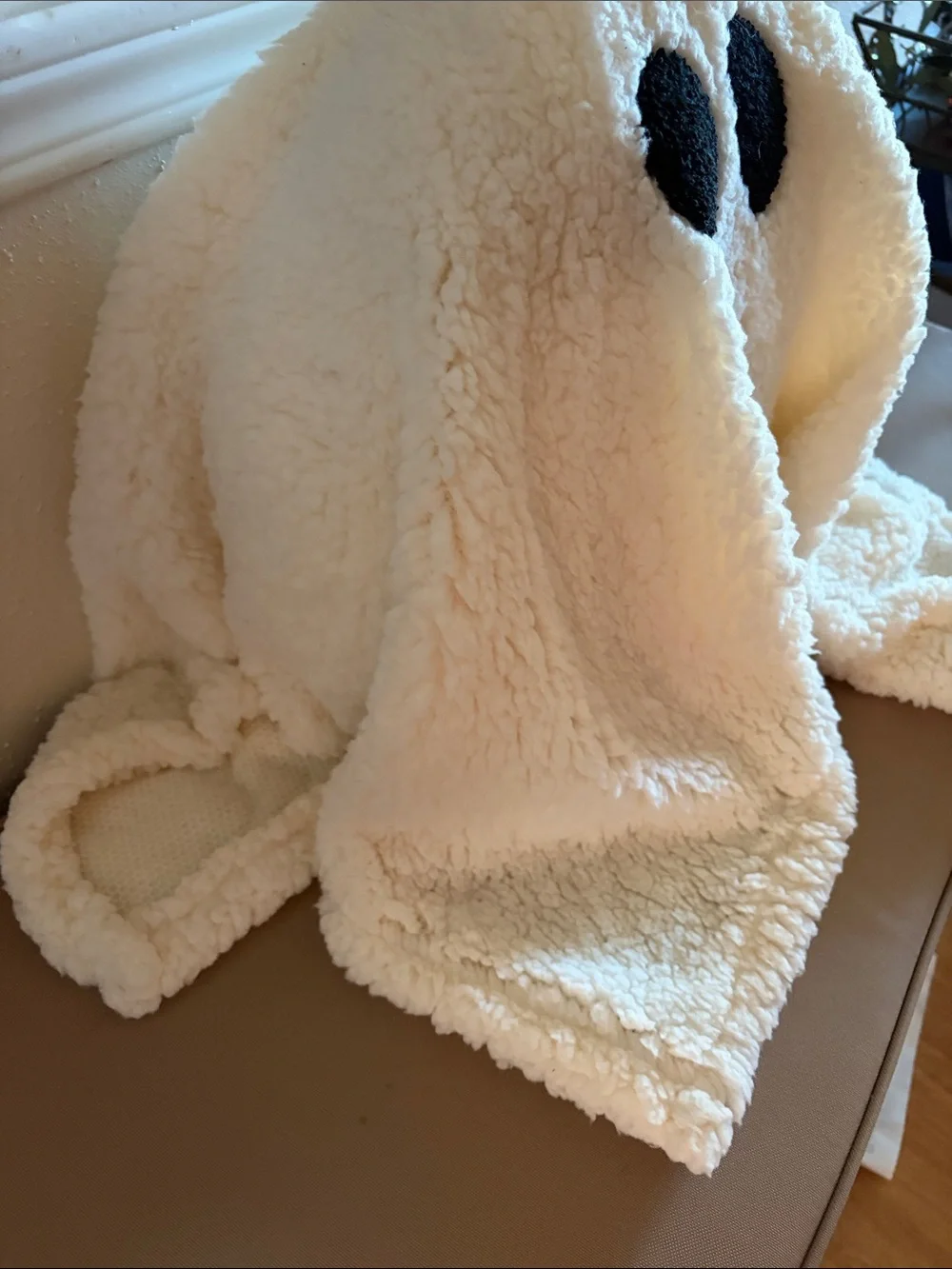 Cozy Cream Sherpa ghost pillow